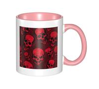 WSHFFILO Tazza da caffè in ceramica stampata con teschi rossi