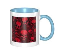 WSHFFILO Tazza da caffè in ceramica stampata con teschi rossi