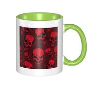WSHFFILO Tazza da caffè in ceramica stampata con teschi rossi
