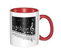 WSHFFILO Tazza in ceramica stampata con note musicali bianche e nere