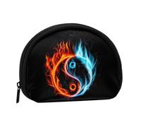 WSHFFILO Water and Fire Tai Chi stampato Shell Storage Bag Mini Coin Organizer, Nero , Taglia unica