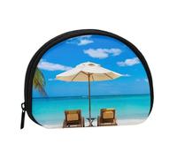 WSHFFILO White Beach Tropical Sea - Borsa portaoggetti con conchiglie stampate, mini portamonete, Nero , Taglia unica