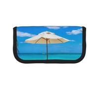 WSHFFILO White Beach Tropical Sea stampato Canvas Pen Case Pencil Pouch Portable Stationery Pouch, Nero , Taglia unica, Portamonete