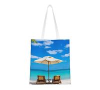 WSHFFILO White Beach Tropical Sea stampato Totes riutilizzabile Shopping Bag Fashion Shoulder Bag