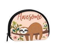 WSHFFILO You are Awesome - Mini organizer per monete con stampa di bradipo, Nero , Taglia unica