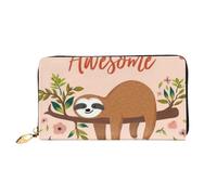 WSHFFILO You are Awesome - Portafoglio da viaggio in pelle con stampa bradipo lungo, Nero , Taglia unica