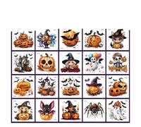 WSIEHFLT 20 Fogli di Tatuaggi temporanei Halloween Impermeabili - Realistici cicatrici ferite finte Zucca Fantasma Strega for Feste Cosplay Viso Corpo S(M361-380)