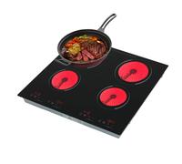 WSIKGHU 6000 W, piano cottura in vetroceramica, 4 piastre, 59,6 × 51 cm, 4 piani cottura, nero elettrico, in ceramica, per la maggior parte delle pentole, 220 V, 60 ~ 250 ℃
