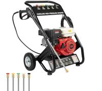 WSIKGHU Rondella a benzina pressione 7,5 CV, idropulitrice con lancia e 5 ugelli + kit tubo flessibile 8 m, professionale