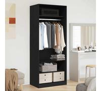 WSJHUHK Armadio in rovere nero 80 x 50 x 200 cm - Ingegnerizzato mobili in legno e ripostiglio, armadi e armadi