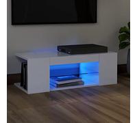 WSJHUHK Home-Entertainment Centri & Supporti Tv, Mobile TV con Luci LED Bianco Lucido 90x39x30 cm