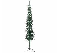 WSJHUHK Mezzo albero di Natale artificiale, sottile, con supporto, verde, 210 cm