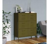 WSJHUHK Mobili,Armadi e stoccaggio,Armadietti e armadietti,Cassettiera verde oliva 80x35x101.5 cm Acciaio