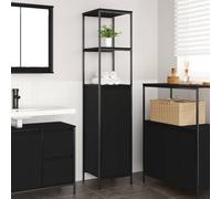 WSJHUHK Mobili,Armadi e stoccaggio,Unità di vanità,Unità di vanità del bagno,Armadietto da bagno con ripiani Rovere Nero 36x35x165 cm