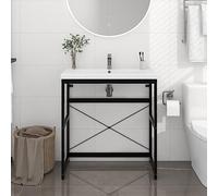 WSJHUHK Mobili,Armadi e stoccaggio,Unità di vanità,Unità di vanità del bagno,Telaio per lavabo da bagno Nero 79x38x83 cm Ferro