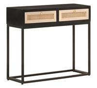 WSJHUHK Mobili,Armadi & Stoccaggio,Armadietti & Armadietti,Tavolo Consolle Nero 90x30x76 cm Legno Massello Mango e Ferro