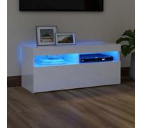 WSJHUHK Mobili, centri di intrattenimento e supporti TV, mobile TV con luci a LED, bianco lucido, 90 x 35 x 40 cm