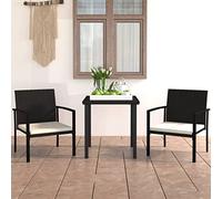 WSJHUHK Mobili,Mobili da esterno,Set di mobili da esterno,Set da pranzo all'aperto da 3 pezzi Poly Rattan Nero