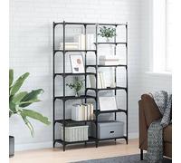 WSJHUHK Mobili,Scaffalature,Librerie & Scaffali,Libreria Nero 100x32x170 cm Legno Ingegnerizzato e Ferro
