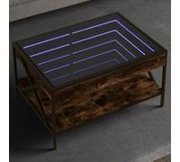 WSJHUHK Mobili, tavoli, tavoli d'accento, tavolini, tavolino da caffè con infinito LED rovere fumé 70 x 50 x 38 cm