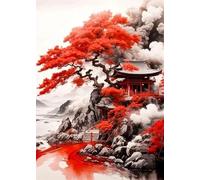 WSJIJY Stampa su Tela Antichi Dipinti Giapponesi Tela di Canapa Quadri di Arte della Parete Samurai Pescatore Templi Arte Astratta Giapponese Poster su Tela Decorazioni per La Casa 50X70C