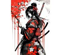 WSJIJY Stampa su Tela Antichi Dipinti Giapponesi Tela di Canapa Quadri di Arte della Parete Samurai Pescatore Templi Arte Astratta Giapponese Poster su Tela Decorazioni per La Casa 50X70C