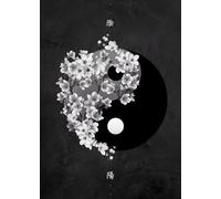 WSJIJY Stampa su Tela Bianco E Nero Giapponese Testo Poster Vita Morte Compassione Onore Arte della Parete Gatto Drago Tela di Canapa Pittura Home Decor 45X60Cm No Frame
