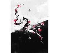 WSJIJY Stampa su Tela Bianco E Nero Giapponese Testo Poster Vita Morte Compassione Onore Arte della Parete Gatto Drago Tela di Canapa Pittura Home Decor 45X60Cm No Frame