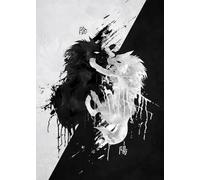 WSJIJY Stampa su Tela Bianco E Nero Giapponese Testo Poster Vita Morte Compassione Onore Arte della Parete Gatto Drago Tela Pittura Home Decor 21X30Cm Senza Cornice