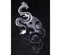 WSJIJY Stampa su Tela Bianco E Nero Giapponese Testo Poster Vita Morte Compassione Onore Arte della Parete Gatto Drago Tela Pittura Home Decor 50X70Cm No Frame