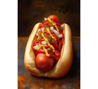 WSJIJY Stampa su Tela Classico Delizioso Salmone Sushi Patatine Fritte Hamburger Cucina Arte Poster Dipinti su Tela Pareti Art Immagini Sala da Pranzo Home Decor 50X70Cm No Frame