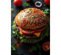 WSJIJY Stampa su Tela Classico Delizioso Salmone Sushi Patatine Fritte Hamburger Cucina Arte Poster Dipinti su Tela Pareti Art Immagini Sala da Pranzo Home Decor 50X70Cm No Frame