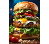 WSJIJY Stampa su Tela Classico Delizioso Salmone Sushi Patatine Fritte Hamburger Cucina Arte Poster Dipinti su Tela Pareti Art Immagini Sala da Pranzo Home Decor 50X70Cm No Frame