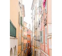 WSJIJY Stampa su Tela Dipinto d'Epoca Parigi Architettura Paesaggio Porte Blu E Muro Rosso Poster Tela Pittura Arte Murale Immagini Decorazione Casa 21X30Cm Senza Cornice