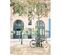 WSJIJY Stampa su Tela Dipinto Vintage Parigi Architettura Paesaggio Porte Blu E Muro Rosso Poster Tela Pittura Arte Murale Immagini Decorazione Casa 15X20Cm Senza Cornice