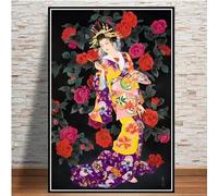 WSJIJY Stampa su Tela Elegante Giapponese Geisha Donna Pittura A Olio su Tela di Canapa Arte della Parete Anime Poster Stampe per L'Arredamento del Soggiorno 50X70 Cm Senza Cornice