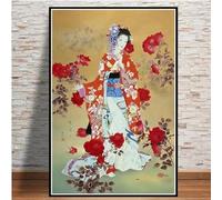 WSJIJY Stampa su Tela Elegante Giapponese Geisha Donna Pittura A Olio su Tela di Canapa Arte della Parete Anime Poster Stampe per L'Arredamento del Soggiorno 50X70 Cm Senza Cornice