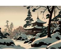 WSJIJY Stampa su Tela Giapponese Gru Aquila Armatura Blu Samurai Tempio Poster Stampa Parete Arte Immagini su Tela Pittura Soggiorno Camera da Letto Decorazioni per La Casa 15X20Cm Senza