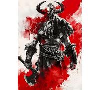 WSJIJY Stampa su Tela Mitologia Norrena Guerriero di Guerra Bestia Divina Stampe Poster Vintage Casa Soggiorno Arredamento Estetico Arte Parete Tela Pittura 60X90Cm Senza Cornice