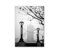 WSJIJY Stampa su Tela Moderno Bianco E Nero Romantico Europa Francia Città Tedesche Paesaggio Fotografia Stampata Poster Arte Murale Quadro su Tela Dipinto 50X70Cm Senza Cornice
