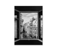 WSJIJY Stampa su Tela Moderno Bianco E Nero Romantico Europa Francia Città Tedesche Paesaggio Fotografia Stampata Poster Arte Murale Quadro su Tela Dipinto 50X70Cm Senza Cornice