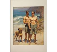 WSJIJY Stampa su Tela Uomo Gay Bacio Vintage Muscoloso Maschio Passeggiata nella Foresta Poster Stampa Arte Murale Quadri su Tela Pittura Camera da Letto Arredamento Casa 45X60Cm Senza