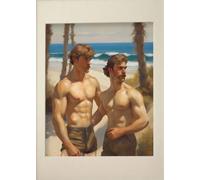 WSJIJY Stampa su Tela Uomo Gay Bacio Vintage Muscoloso Maschio Passeggiata nella Foresta Poster Stampa Arte Murale Quadri Tela Pittura Camera Camera da Letto Arredamento Casa 15X20Cm Se