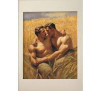WSJIJY Stampa su Tela Uomo Gay Bacio Vintage Muscoloso Maschio Passeggiata nella Foresta Poster Stampa Arte Murale Quadri su Tela Pittura Camera da Letto Arredamento Casa 50X70Cm Senza