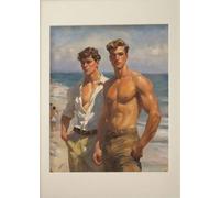 WSJIJY Stampa su Tela Uomo Gay Bacio Vintage Muscoloso Maschio Passeggiata nella Foresta Poster Stampa Arte Murale Quadri su Tela Pittura Camera da Letto Arredamento Casa 60X90Cm Senza