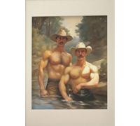 WSJIJY Stampa su Tela Uomo Gay Bacio Vintage Muscoloso Maschio Passeggiata nella Foresta Poster Stampa Arte Murale Quadri Tela Pittura Camera Camera Arredamento Casa 30X45Cm Senza Corni