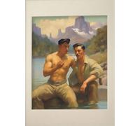 WSJIJY Stampa su Tela Uomo Gay Bacio Vintage Muscoloso Maschio Passeggiata nella Foresta Poster Stampa Arte Murale Quadri Tela Pittura Camera Camera da Letto Arredamento Casa 21X30Cm Se