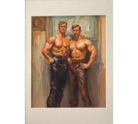 WSJIJY Stampa su Tela Uomo Gay Bacio Vintage Muscoloso Maschio Passeggiata nella Foresta Poster Stampa Arte Murale Quadri su Tela Pittura Camera da Letto Arredamento Casa 60X90Cm Senza