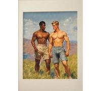 WSJIJY Stampa su Tela Uomo Gay Bacio Vintage Muscoloso Maschio Passeggiata nella Foresta Poster Stampa Arte Murale Quadri su Tela Pittura Camera da Letto Arredamento Casa 60X90Cm Senza
