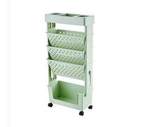 WSJZFFF Portariviste Carrelli Portariviste con Ruote, Scaffale Mobile, Scaffale a 5 Ripiani, Carrello Portadocumenti Carrello Multiuso (Color : Green)
